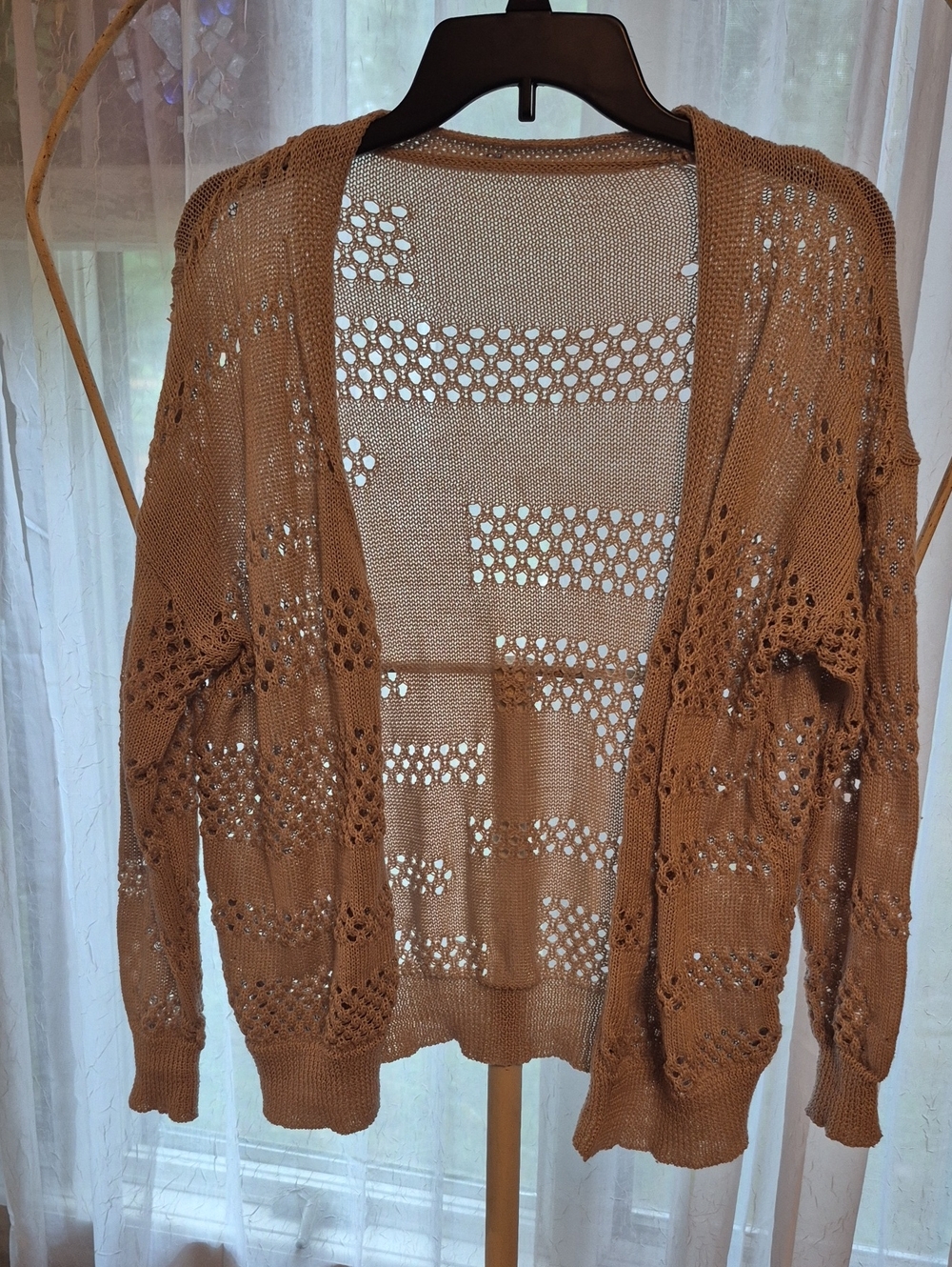SHEIN Open-Knit Lightweight Cardigan in Taupe Grey